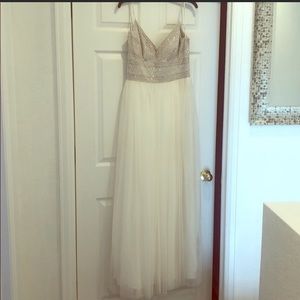 White formal/wedding dress. Casual. Nude. Beaded.